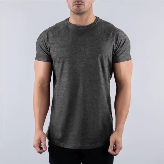 Hommes été maigre T-Shirt style décontracté à manches courtes t-shirt mâle gymnase Fitness Sport couverture en coton homme course entraînements sweat vêtements