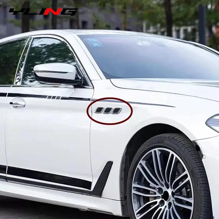 Garde-boue latéral de voiture 3D en carbone chromé, 6 pièces, capot de ventilation, couvercle de sor