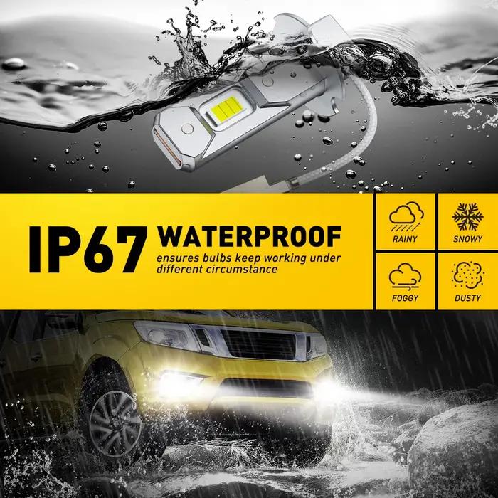 AUXITO 2 pièces H3 LED ampoule de phare Canbus sans ventilateur feux de route 6500K blanc jaune voit
