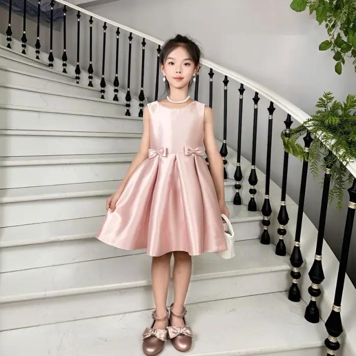 Robe de Soirée Formelle pour Filles 2026, Nouvelle Robe de Princesse en Satin Rose, Tenue Élégante p