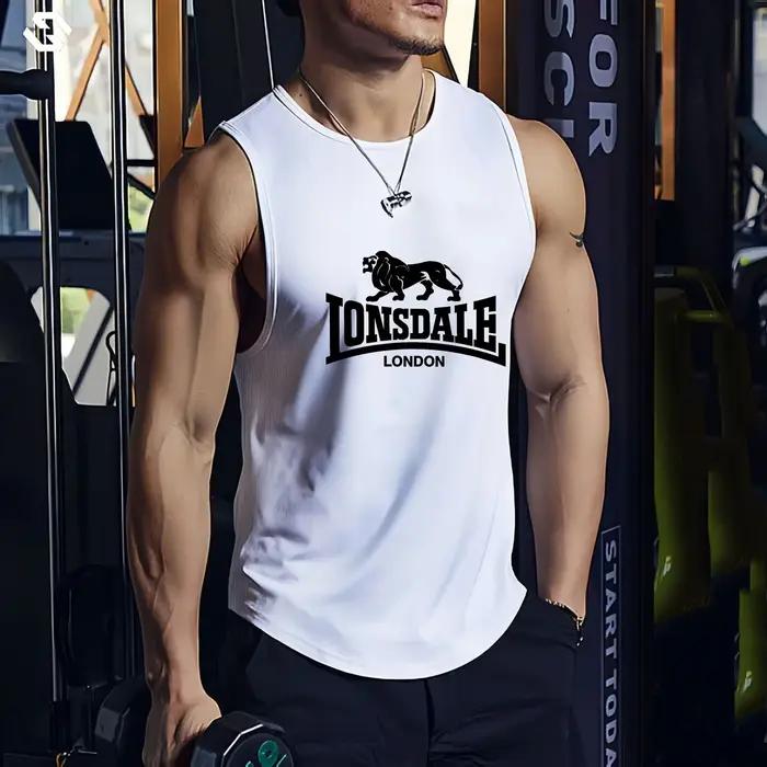 T-shirt et gilet imprimé en 3D Lion Lonsdale 2026 homme décontracté polyester pour streetwear et sports d'extérieur