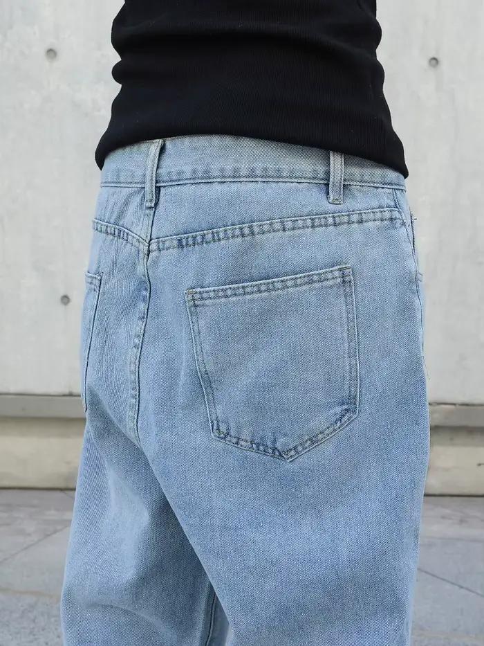 Jean Baggy à Jambes Larges pour Homme, Pantalon Surdimensionné, Droit, en Denim, Décontracté, Couleu