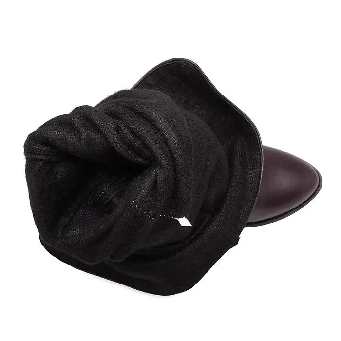 Bottes longues à bout rond pour femmes, bottes au-dessus du genou, ceinture en cuir, chaussures sexy