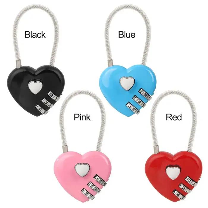 Serrure en forme de coeur pour valise de voyage avec code a trois chiffres protection voyage cadeau original pour femme occassions speciales