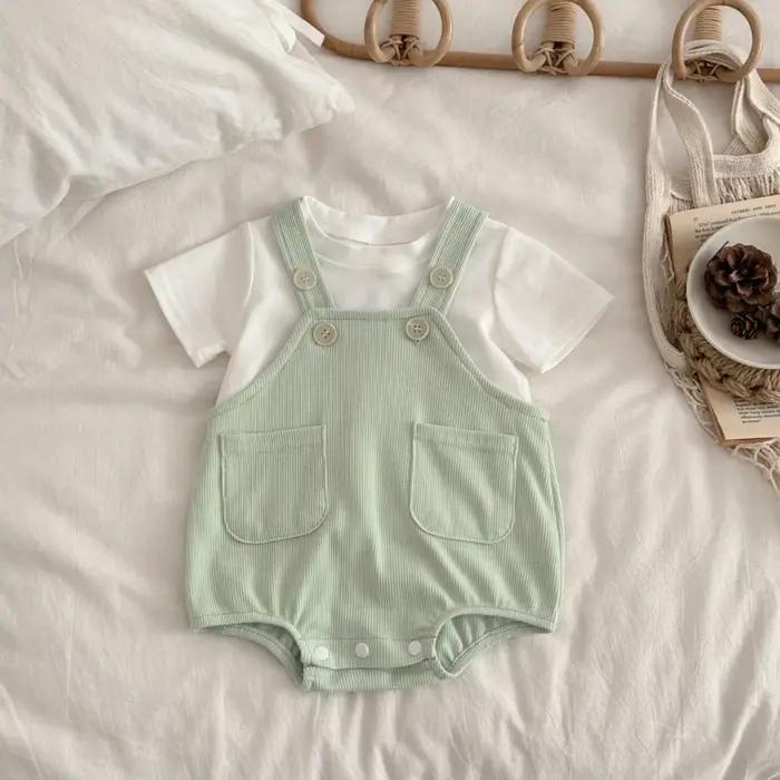 Nouveaux vêtements d'été pour bébés, combinaisons à manches courtes pour nouveau-nés, garçons et filles, vêtements pour nourrissons adaptés aux bébés âgés de 0 à 18 mois