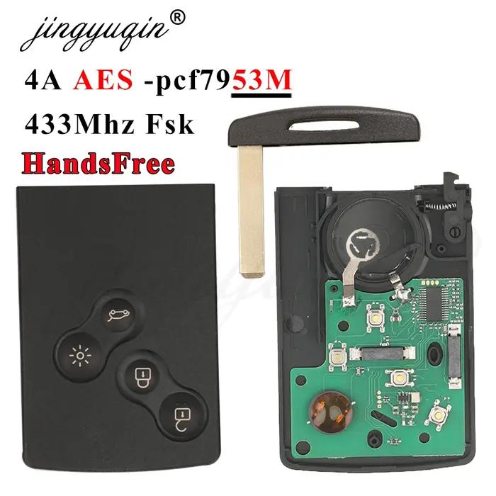 Jingyuqin 433MHz 4A PCF7953 puce clé de voiture carte à puce pour Renault Clio IV Captur passif sans