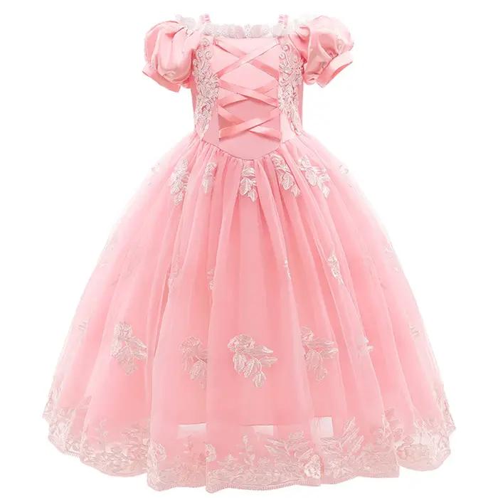 Robe de princesse rose Raiponce pour filles