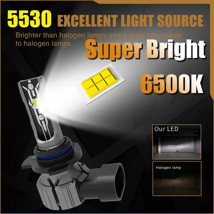 2 ampoules de voiture HIR2 Led Canbus sans erreur 9012, haute puissance 6000K, lampe à Diode de lumi