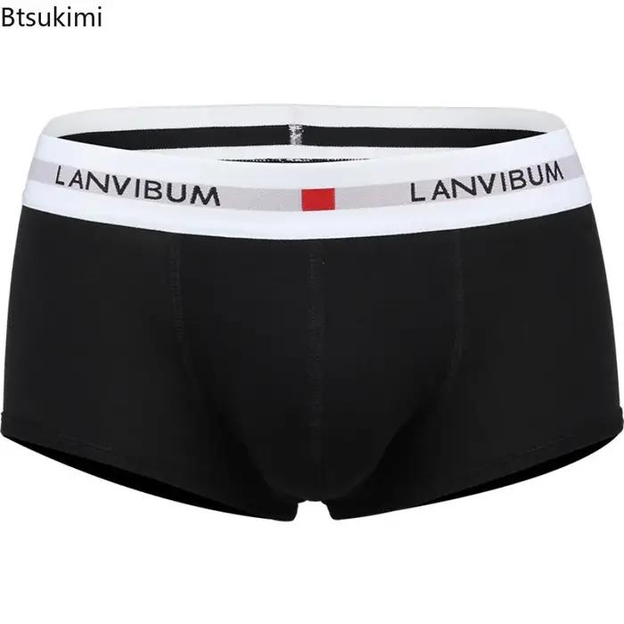 Nouveaux Boxers Homme 2026 – Sous-vêtements en Coton Respirant à Taille Basse avec Poche U Convexe, Couleur Unie