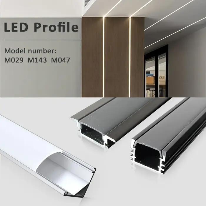 Bande lumineuse LED 50CM, canal profilé en aluminium, diffuseur noir argenté, couvercle PC pour 8mm/