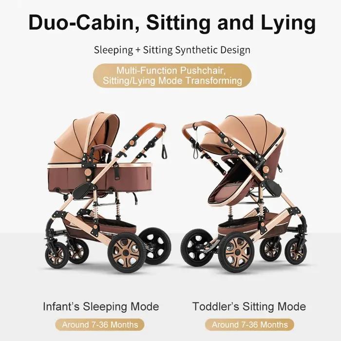 Siège auto combiné pour poussette bébé – Poussette pour bébé avec lit de transport, landau pliable e
