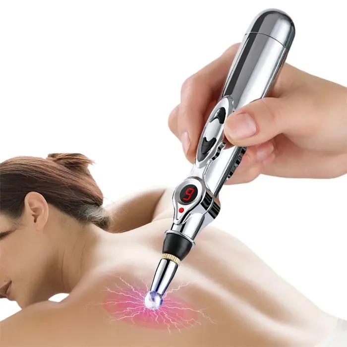 Stylo de massage électrique réglable pour le dos et les muscles - Pression relaxante à piles argent