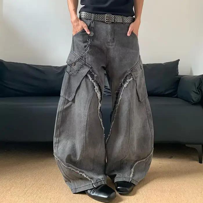 Jean Vintage Coréen ample à jambes droites pour hommes style décontracté et confortable pour les sorties et les jours tranquilles