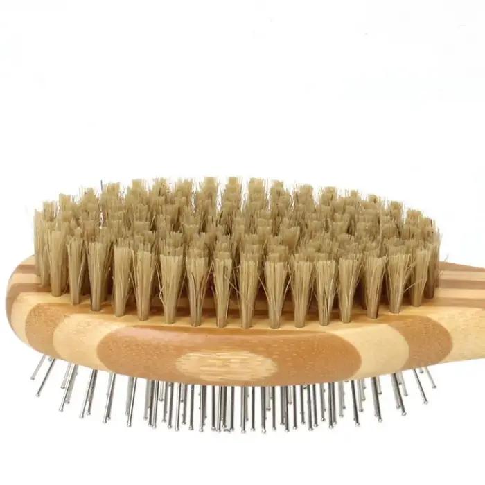Brosse à cheveux double face en bambou pour chien