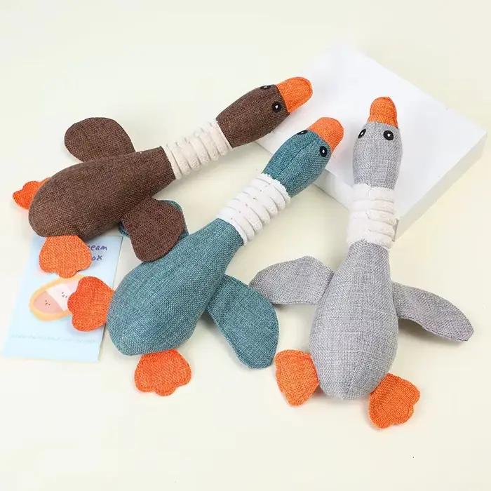 Jouet de canard en peluche en lin écologique avec couineur pour chiens et chats pour jouer et se détendre occassions spéciales