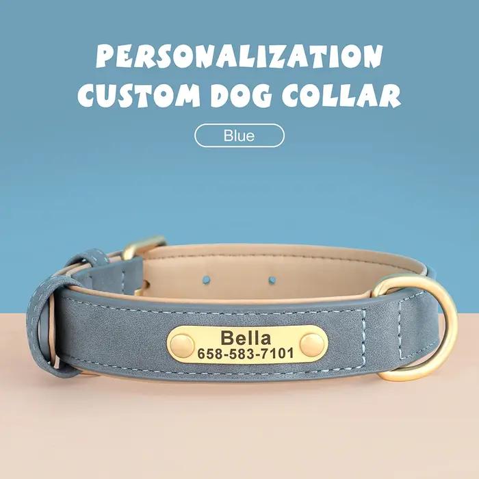 Collier de chien personnalisé en cuir PU pour chiens