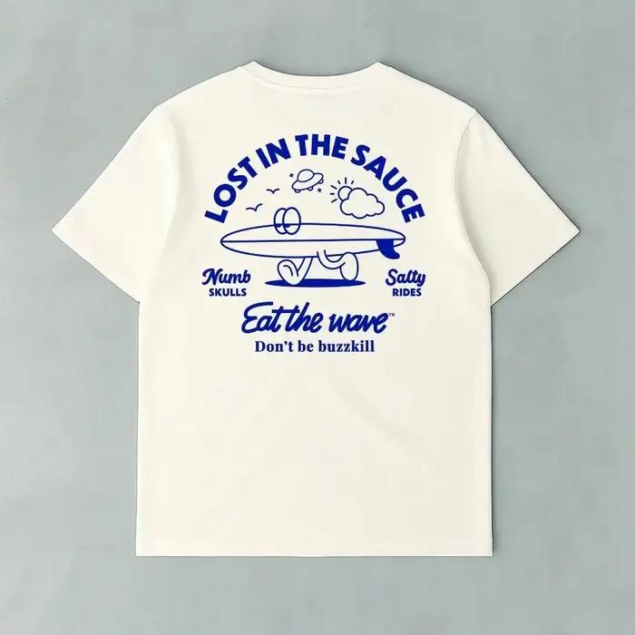 T-shirts unisexes en coton de luxe pour hommes et femmes, motif imprimé tendance, style sport, surf, streetwear, été 2026