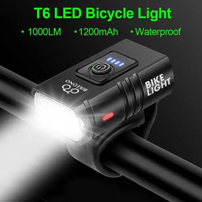 1000LM vélo lumière phare T6 vélo lampe de poche LED USB torche Rechargeable en alliage d'aluminium