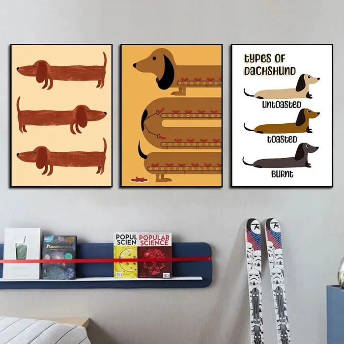 Affiche et impression de chien teckel de dessin animé drôle