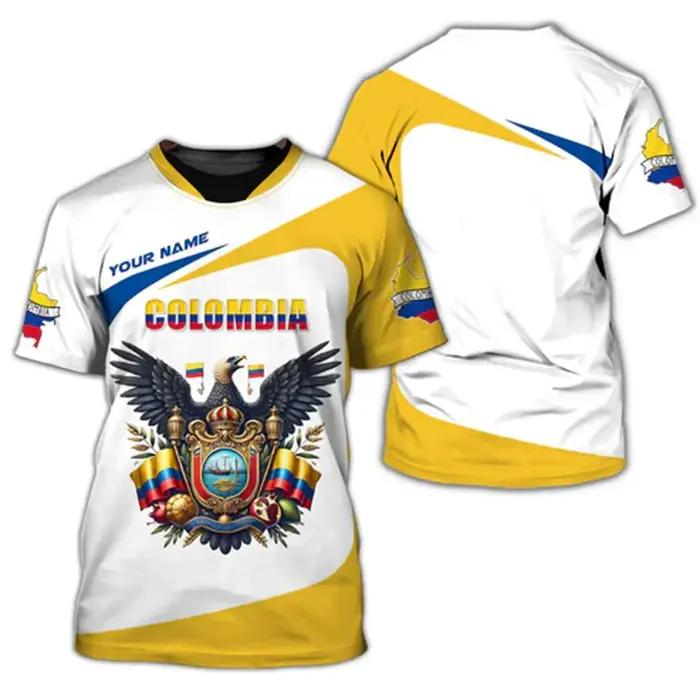 Columbia nom personnalisé impression 3D T-shirt pour hommes colombie drapeau motif à manches courtes t-shirts été