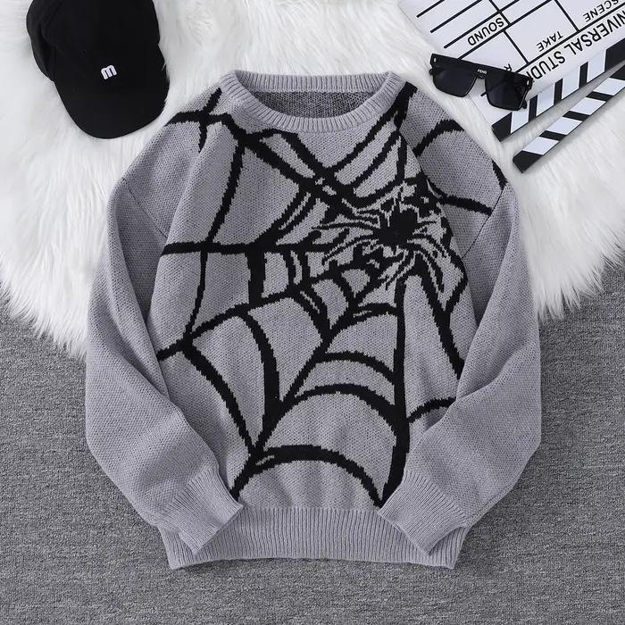 Nouveau populaire automne et hiver toile d'araignée Jacquard motif pull