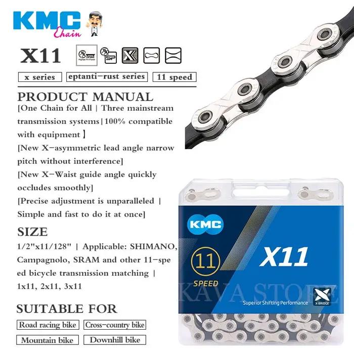 KMC – chaîne de vélo gris argenté, 116 maillons, pour SRAM 9s 10s 11, 9v 10v 11v