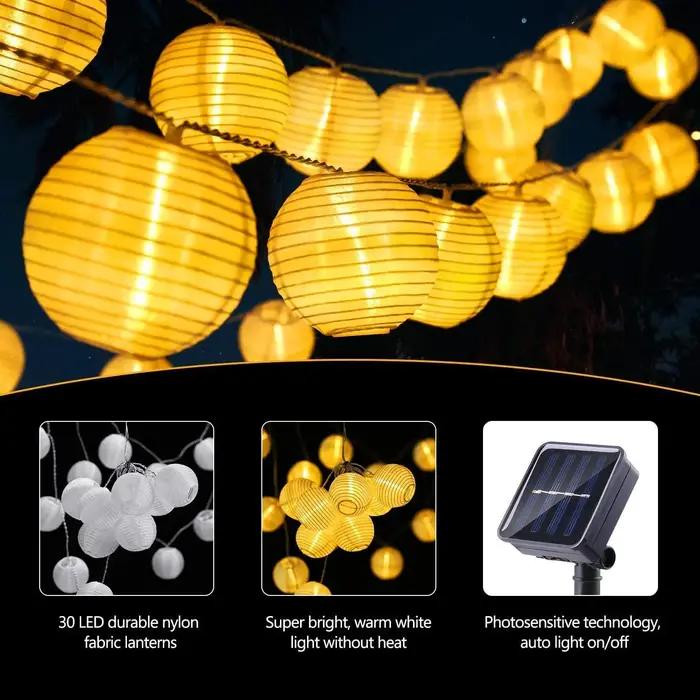 Lanterne solaire étanche pour décoration de jardin, guirxiété de Noël, lumière dégradée, extérieur,