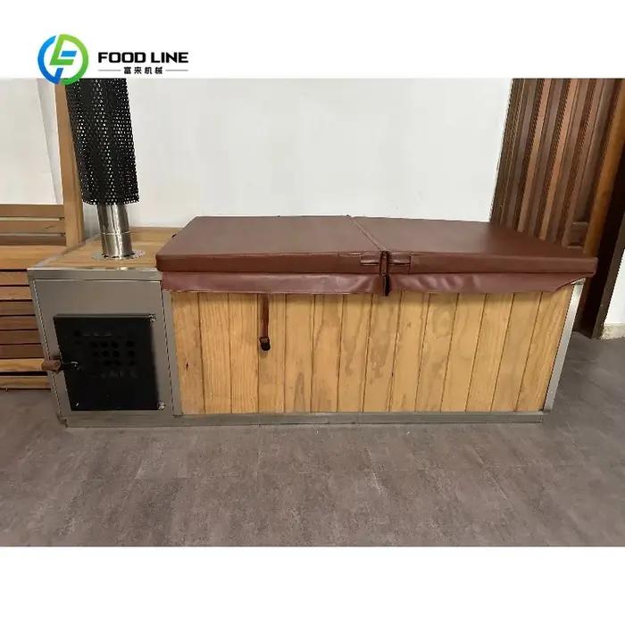 Baignoire de récupération en acier inoxydable et bois, personnalisée, de haute qualité, pour bain froid et douche extérieure, avec refroidisseur d'eau, design moderne