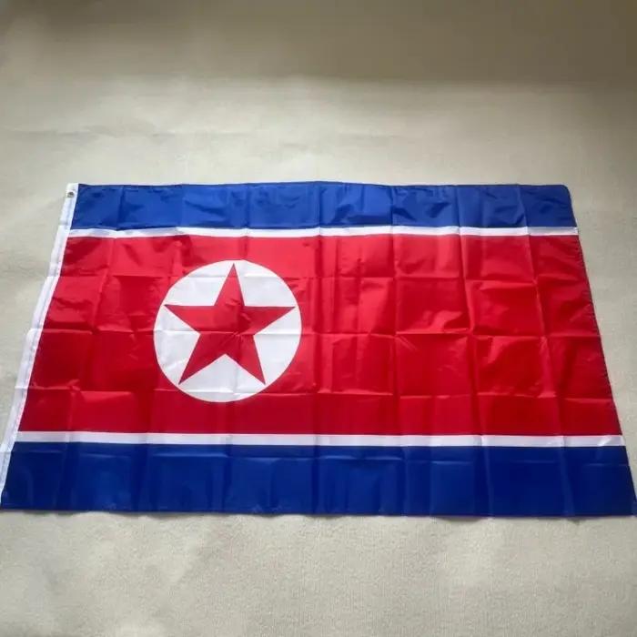 Drapeau de la Corée du Nord, 90x150cm, Polyester de Haute Qualité, Suspendu, DStore K, Décoration de