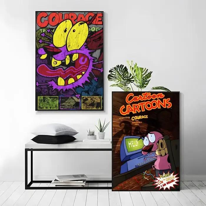 Affiche autocollante en papier imperméable, motif Anime C-Couragee the Cowardly Dog, décoration murale pour café, Bar, salle