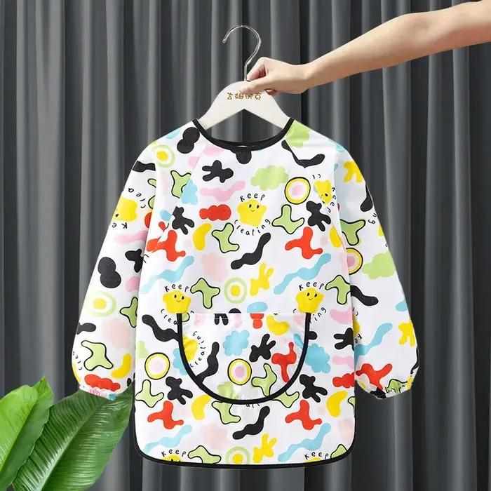 Tablier de peinture imperméable, Vêtements de protection inversés pour l'art des bébés, Bavette de repas résistante aux taches pour la maternelle, Combinaison de peinture pour enfants