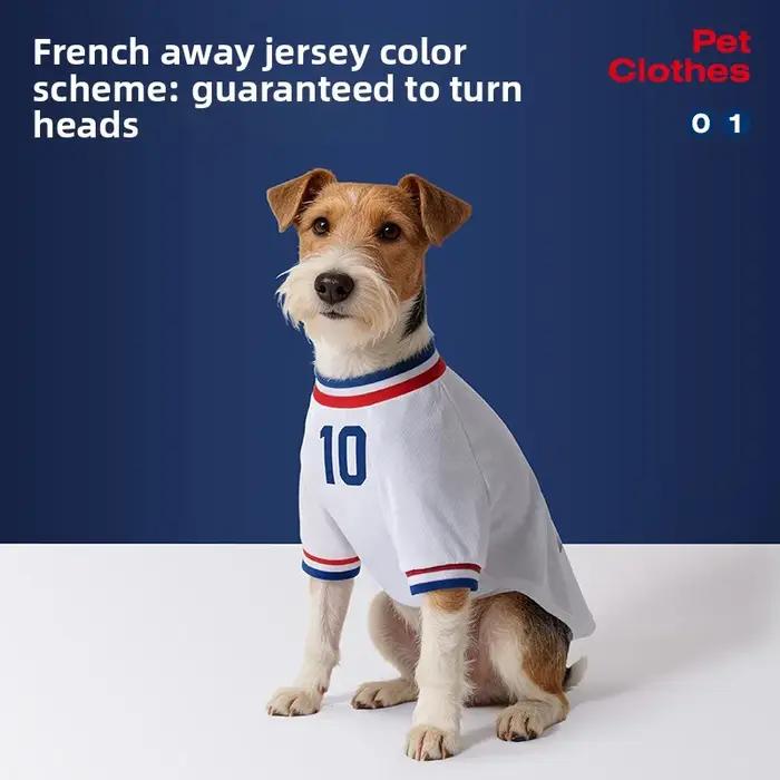 Maillot respirant pour animaux de compagnie équipe de football française élégant pour chats chiens et chiots petits races confortable été sec et propre pour promenades occasions spéciales