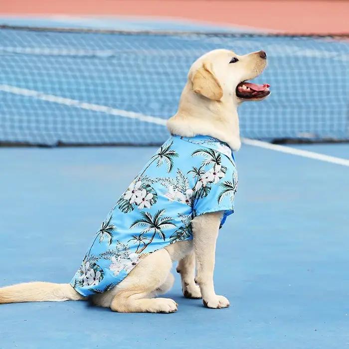 Chemise à fleurs hawaïennes pour grands chiens Teddy Golden Retriever Labrador vêtements de vacances hivernales été ocassions spéciales