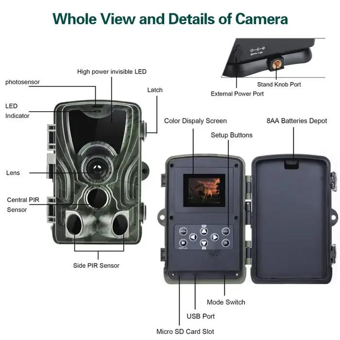 Caméra de chasse 20MP avec vision nocturne étanche IP65 pour observation de la faune et suivi scientifique