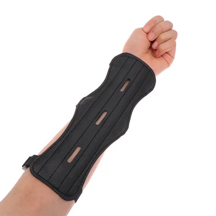 Protège-bras en cuir pour le tir à l'arc, 3 sangles de protection, sécurité du bras, réglable, accessoires pour le tir à l'arc, la chasse et l'entraînement