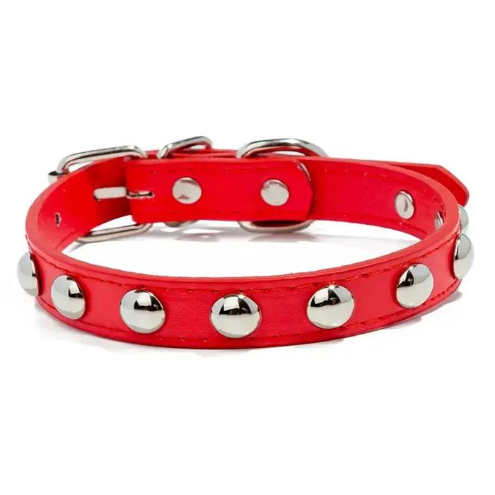 Collier de chiot en cuir coloré pour animaux de compagnie