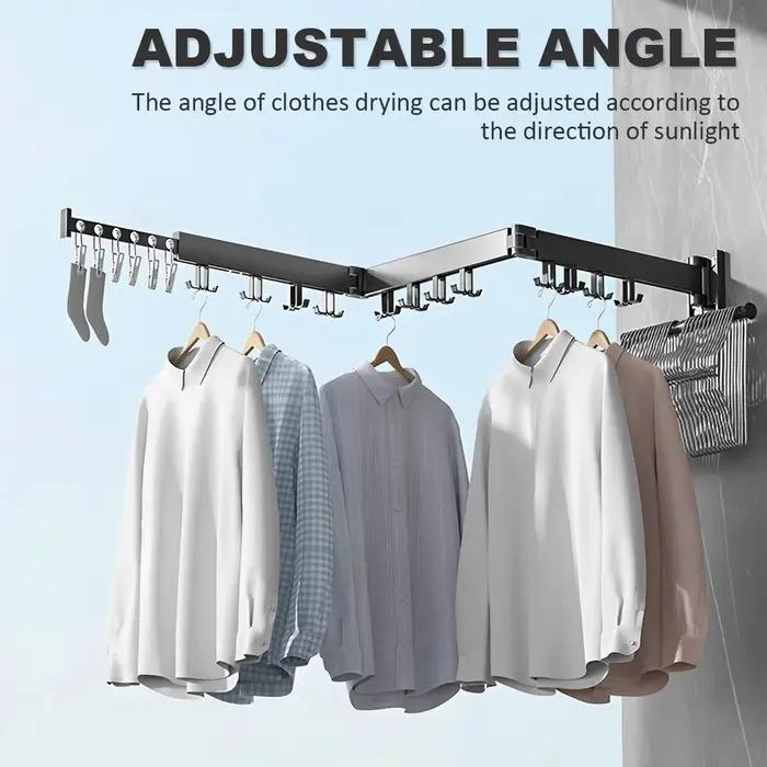 Étendoir à vêtements rétractable mural pliable en aluminium pour intérieur occasions multiples