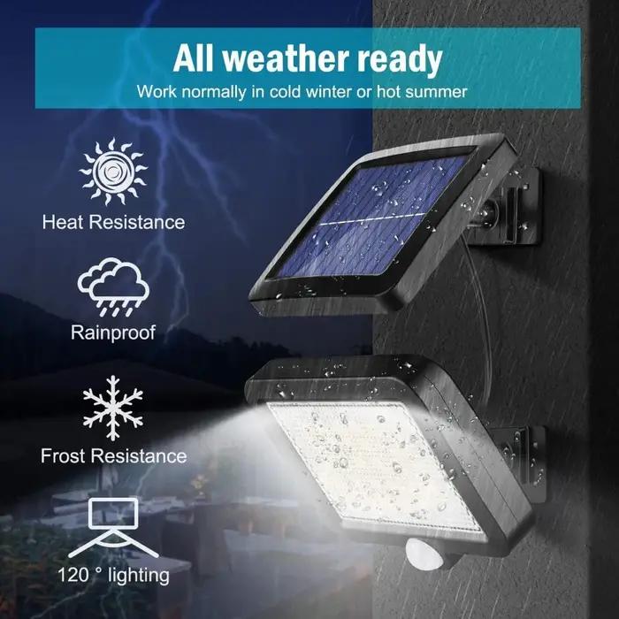 Lumière solaire 56LED extérieure avec détecteur de mouvement, étanche IP65, 120 ° Angle d'éclairage,