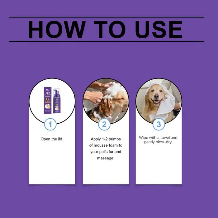 Shampoo pour chien sans eau en mousse