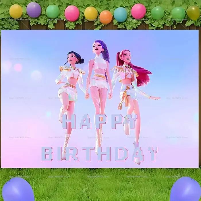Bannière de fête d'anniversaire KPop Demon Hunters