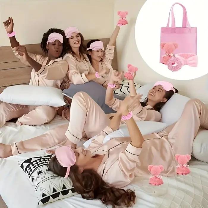Coffret cadeau 20 Spa - 5 grands sacs en polyester, 5 bandeaux, 5 anneaux pour cheveux, 5 tissus en