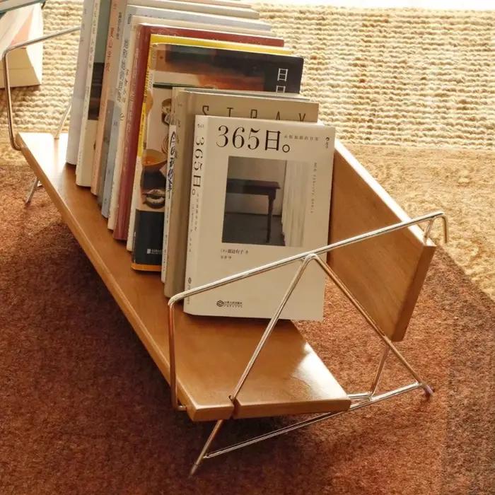 Porte-livres Vintage nordique, étagère de style banc, support de rangement en noyer noir, organisate