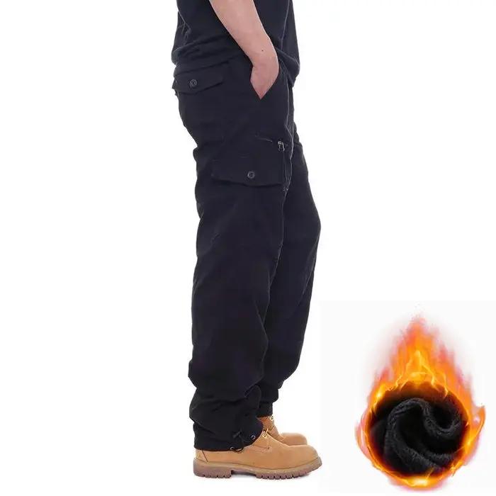 Pantalon cargo homme automne hiver polaire chaud randonnée course multi-poches confortable