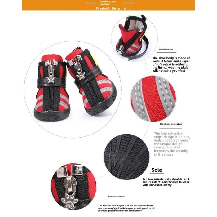 Chaussures pour chien JIAMEILE à rayures réfléchissantes