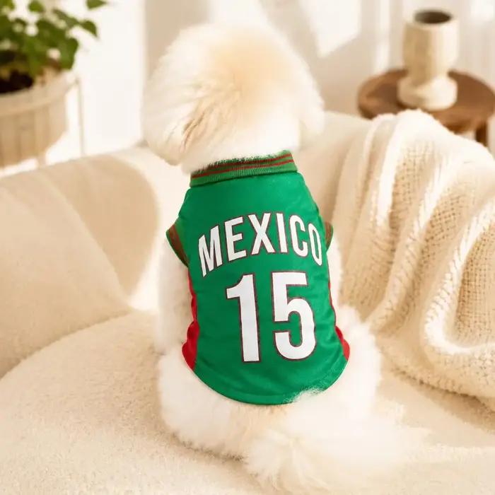 Maillot de football pour chien Mexique Argentine Portugal Vêtements de sport pour animaux de compagnie T-shirt