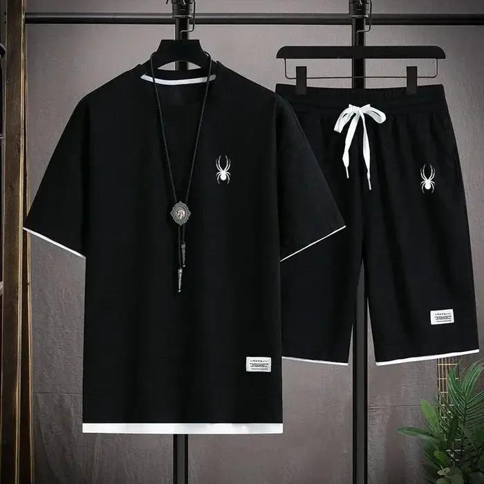 Ensemble T-shirt à manches courtes et short de sport pour hommes, vêtements de sport décontractés et