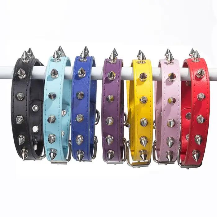Collier en cuir coloré et réglable pour chat et chien