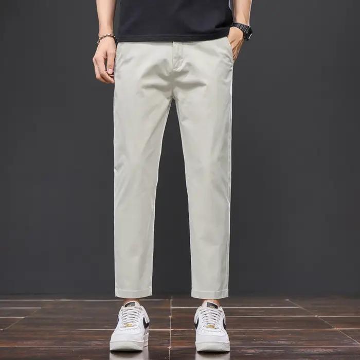 Pantalon décontracté d'été pour homme en coton (98 %) longueur cheville
