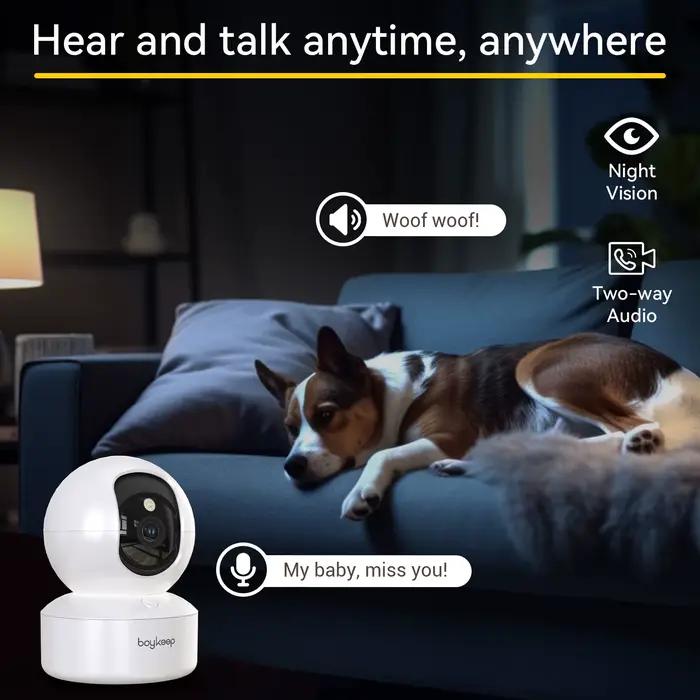 Caméra intelligente BoyKeep 2K sécurité WiFi surveillance 5G/2.4GHz intérieur bébé vision nocturne 360° audio bidirectionnel K30