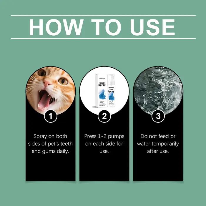 Spray d'hygiène buccale pour chiens et chats, rafraîchisseur d'haleine instantané, élimination de la plaque et du tartre sans brossage, parfum frais, soin dentaire pour animaux de compagnie, spray net